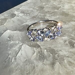Tanzanite & CZ 925 Sterling Silver Ring, Size 7.5